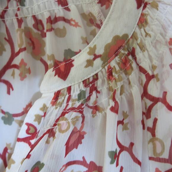 OLD NAVY Peasant/Boho Long Sleeve Top Size XS Women's Floral Cream/Rust Casual - Picture 4 of 9